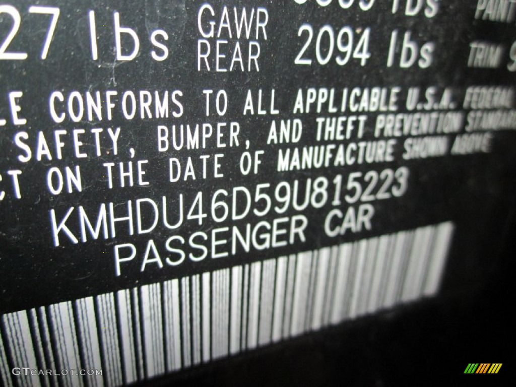 2009 Elantra GLS Sedan - Black Pearl / Gray photo #23
