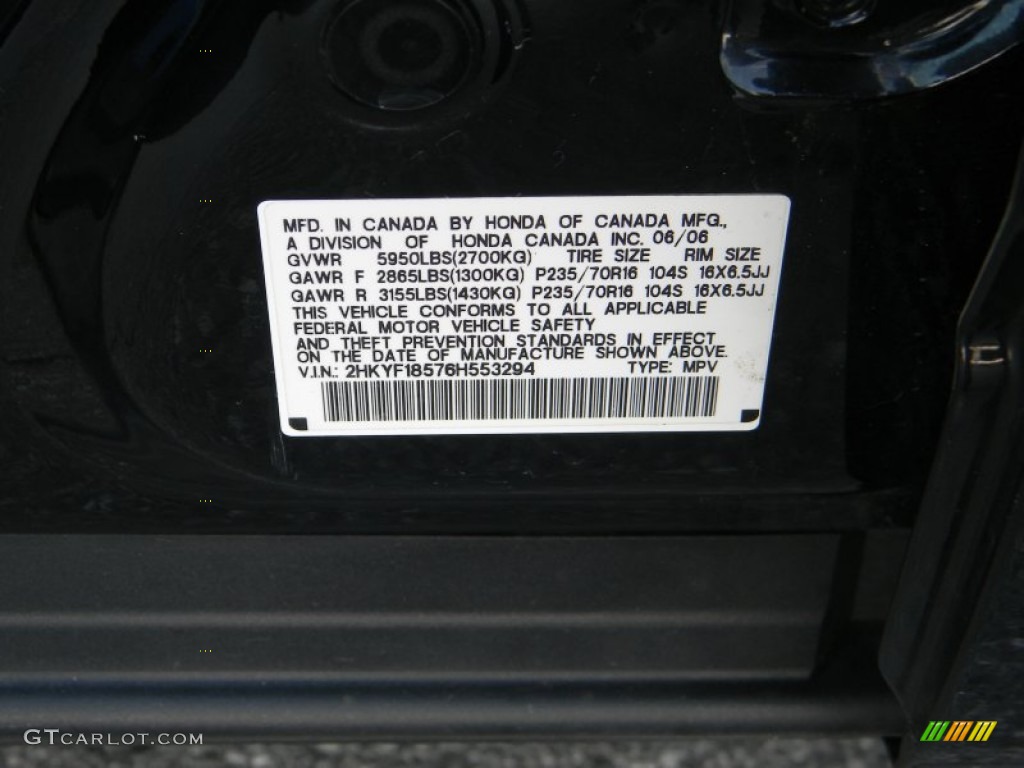 2006 Pilot EX-L 4WD - Nighthawk Black Pearl / Gray photo #20