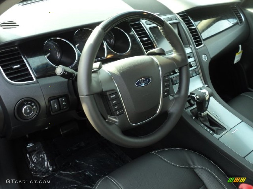 2012 Ford Taurus Limited Charcoal Black Steering Wheel Photo #58438743