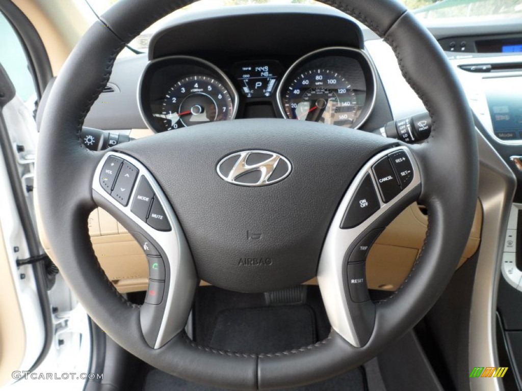 2012 Elantra Limited - Shimmering White / Beige photo #33