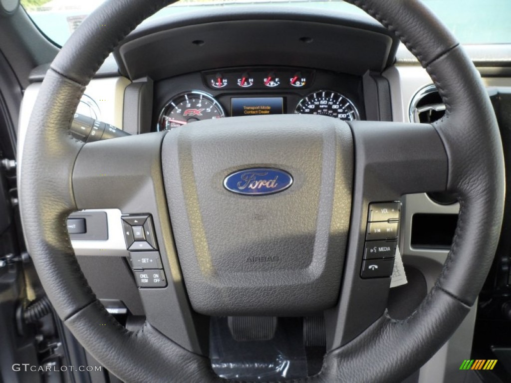 2012 Ford F150 FX2 SuperCrew Black Steering Wheel Photo #58442748