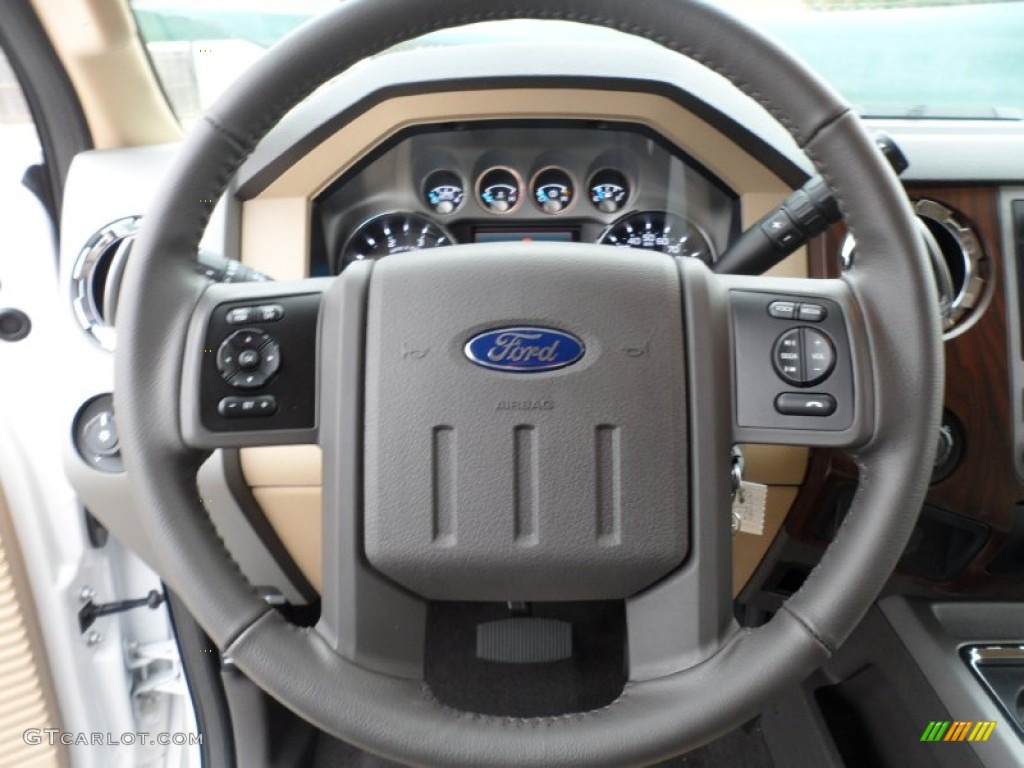2012 Ford F350 Super Duty Lariat Crew Cab 4x4 Adobe Steering Wheel Photo #58443465