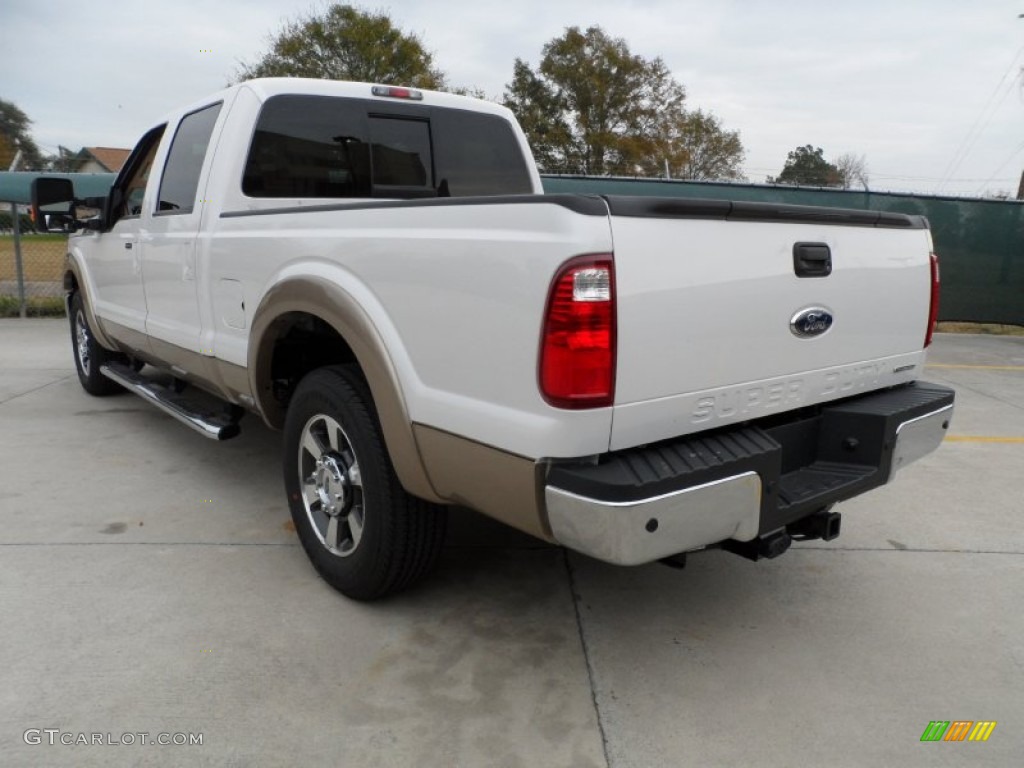 2012 F350 Super Duty Lariat Crew Cab - White Platinum Metallic Tri-Coat / Adobe photo #5