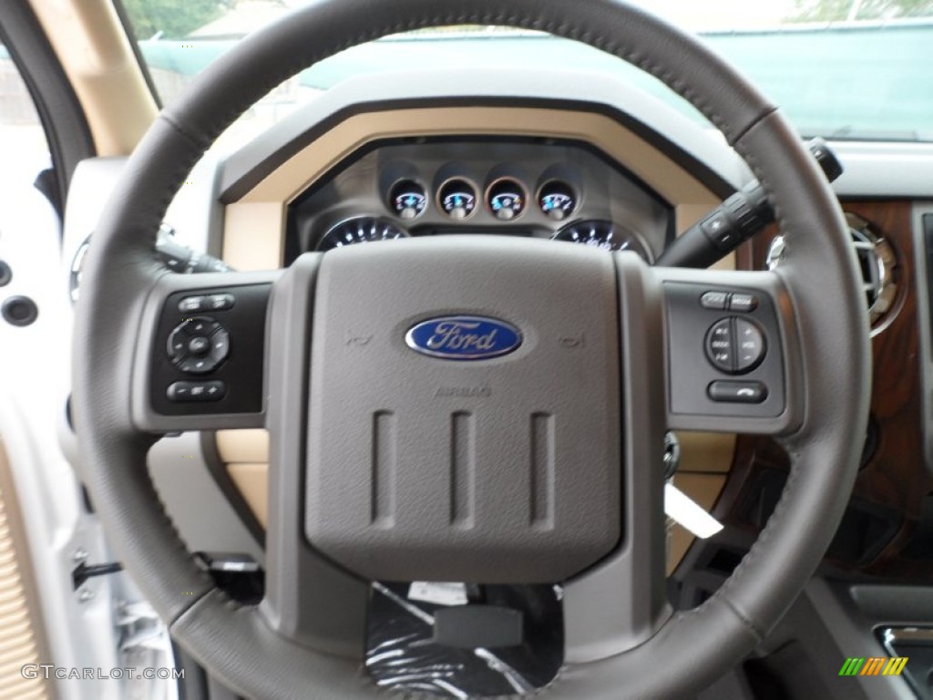 2012 Ford F350 Super Duty Lariat Crew Cab Adobe Steering Wheel Photo #58443588