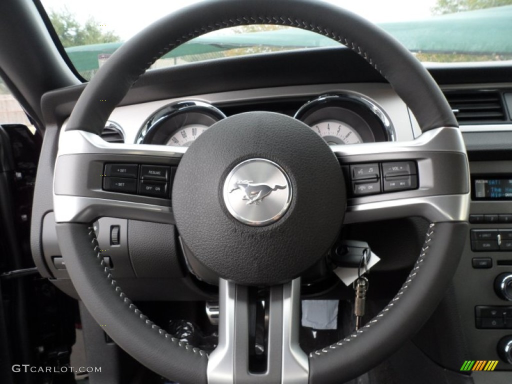 2012 Ford Mustang GT Premium Coupe Charcoal Black Steering Wheel Photo #58444038