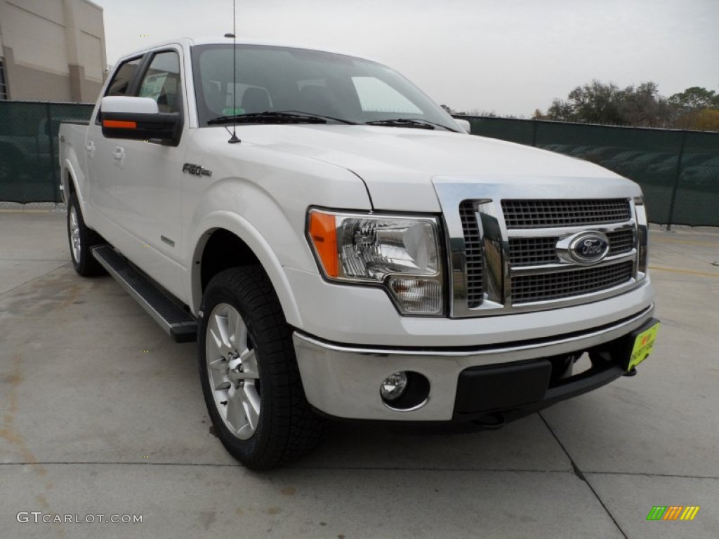 2011 F150 Lariat SuperCrew 4x4 - White Platinum Metallic Tri-Coat / Black photo #1