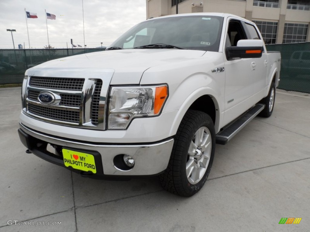 2011 F150 Lariat SuperCrew 4x4 - White Platinum Metallic Tri-Coat / Black photo #7