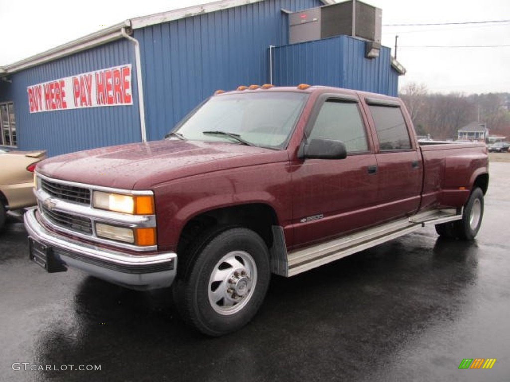 1997 C/K 3500 K3500 Crew Cab Dually - Dark Carmine Red Metallic / Tan photo #1