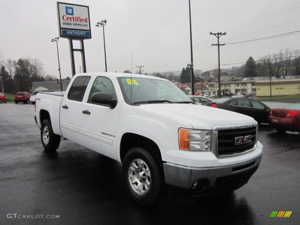 2008 Sierra 1500 SLE Crew Cab 4x4 - Summit White / Ebony photo #1