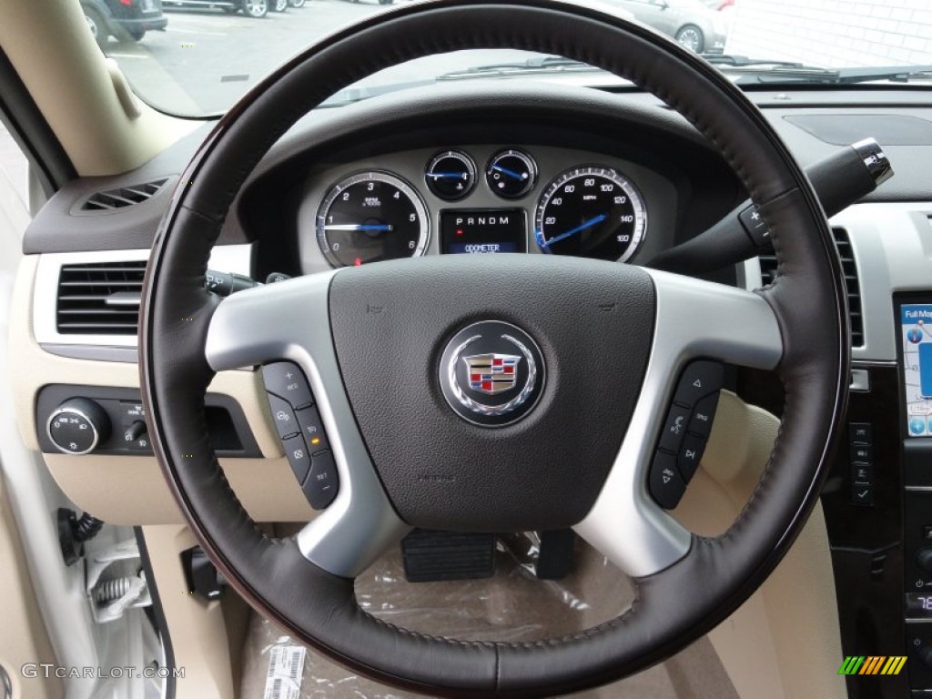 2012 Cadillac Escalade Luxury AWD Cashmere/Cocoa Steering Wheel Photo #58450854
