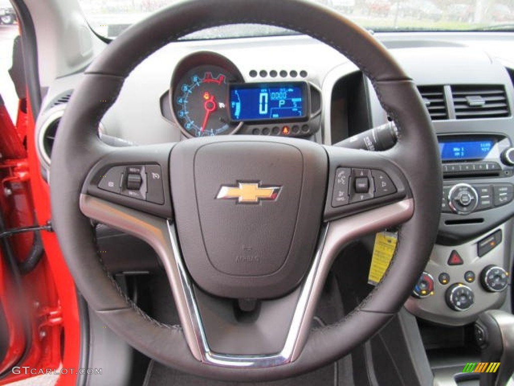 2012 Chevrolet Sonic LTZ Hatch Jet Black/Dark Titanium Steering Wheel Photo #58451912