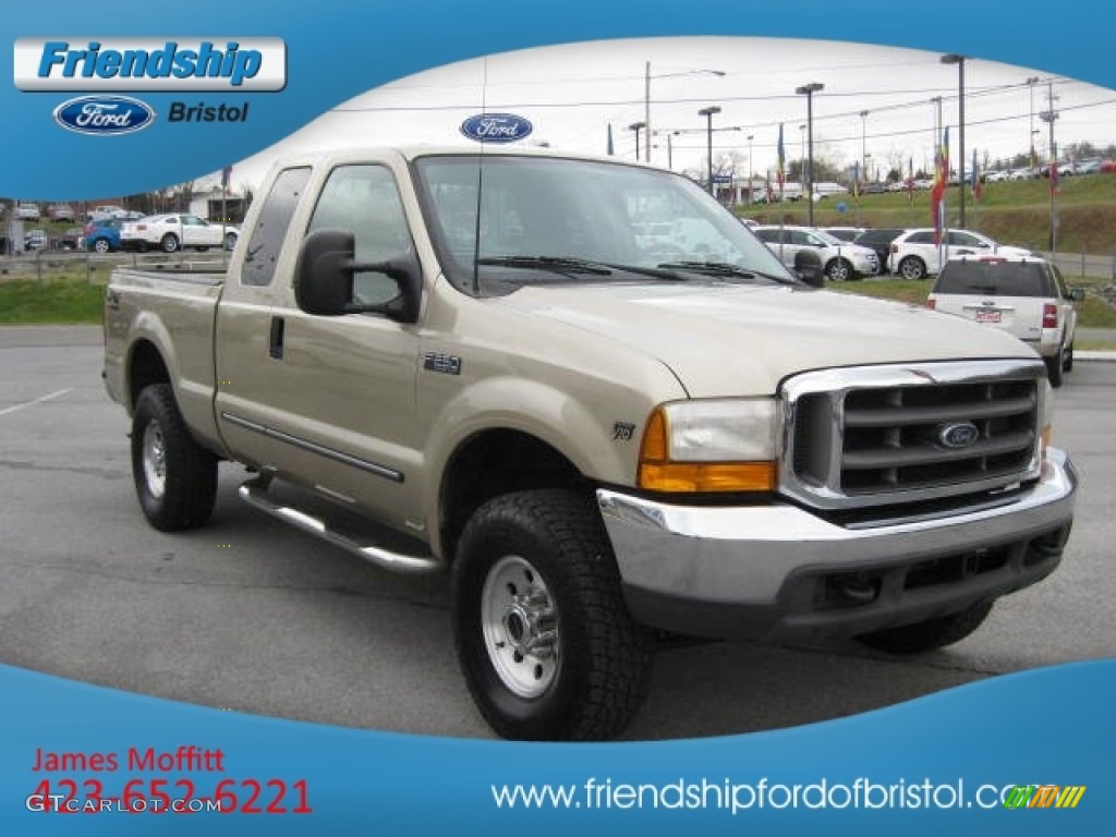 2000 F250 Super Duty XLT Extended Cab 4x4 - Harvest Gold Metallic / Medium Parchment photo #4