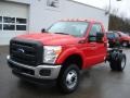 2012 Vermillion Red Ford F350 Super Duty XL SuperCab 4x4 Dually Chassis  photo #4