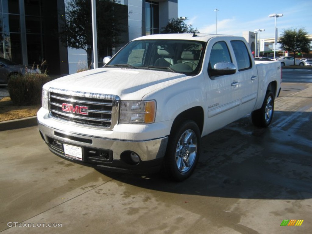 2012 Sierra 1500 SLT Crew Cab 4x4 - White Diamond Tricoat / Dark Titanium/Light Titanium photo #1