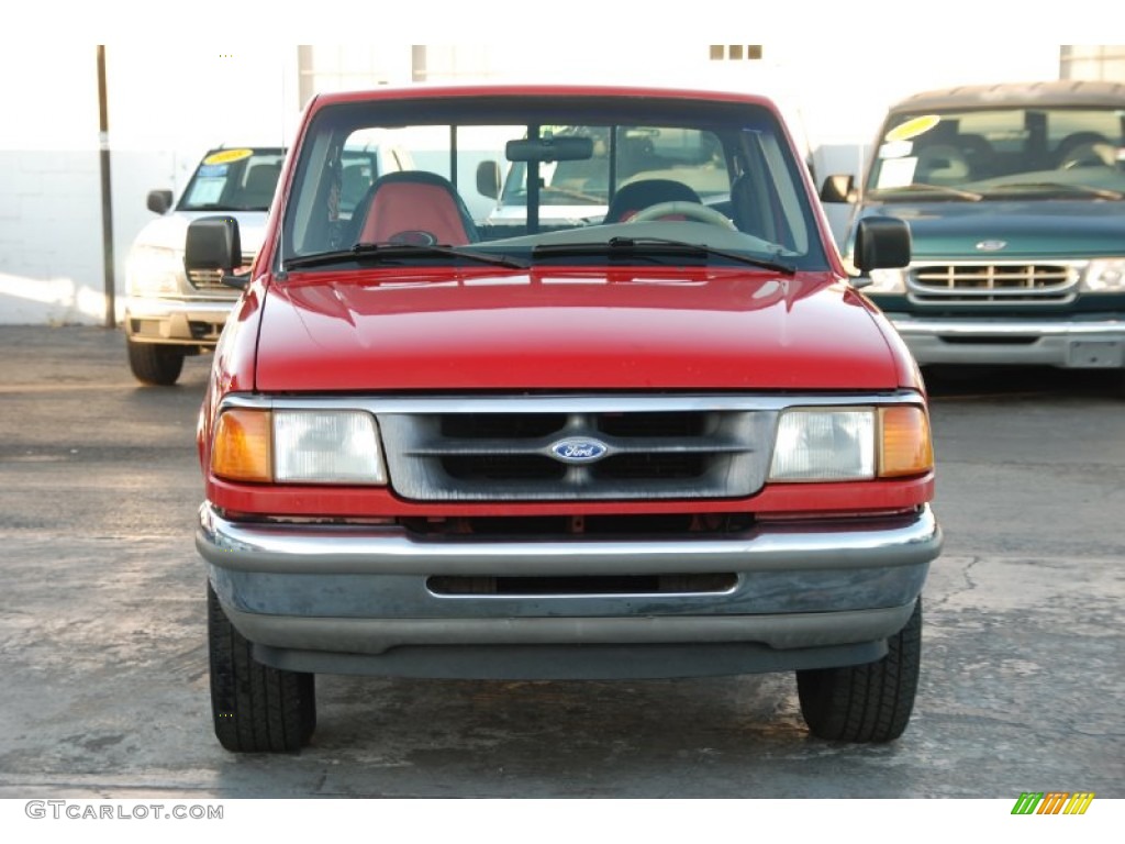 1997 Ranger XLT Regular Cab - Bright Red / Medium Prairie Tan photo #7