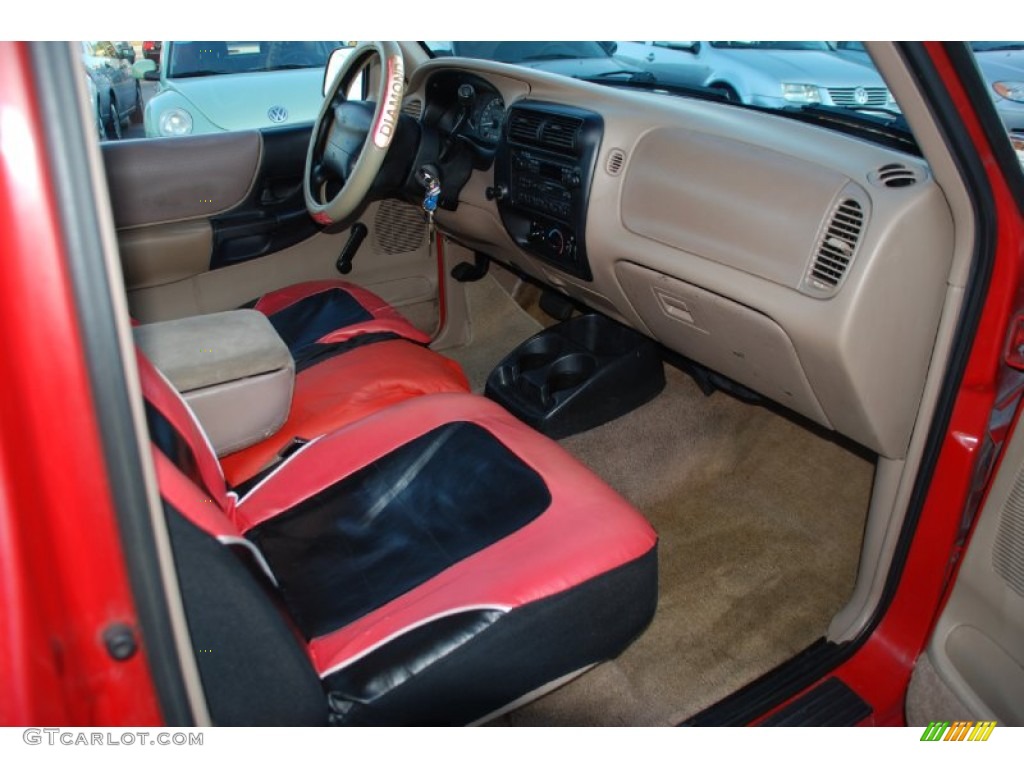1997 Ranger XLT Regular Cab - Bright Red / Medium Prairie Tan photo #17