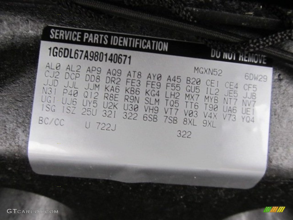 2008 Cadillac STS 4 V8 AWD Color Code Photos