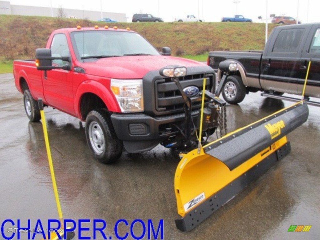 2012 F350 Super Duty XL Regular Cab 4x4 Plow Truck - Vermillion Red / Steel photo #1