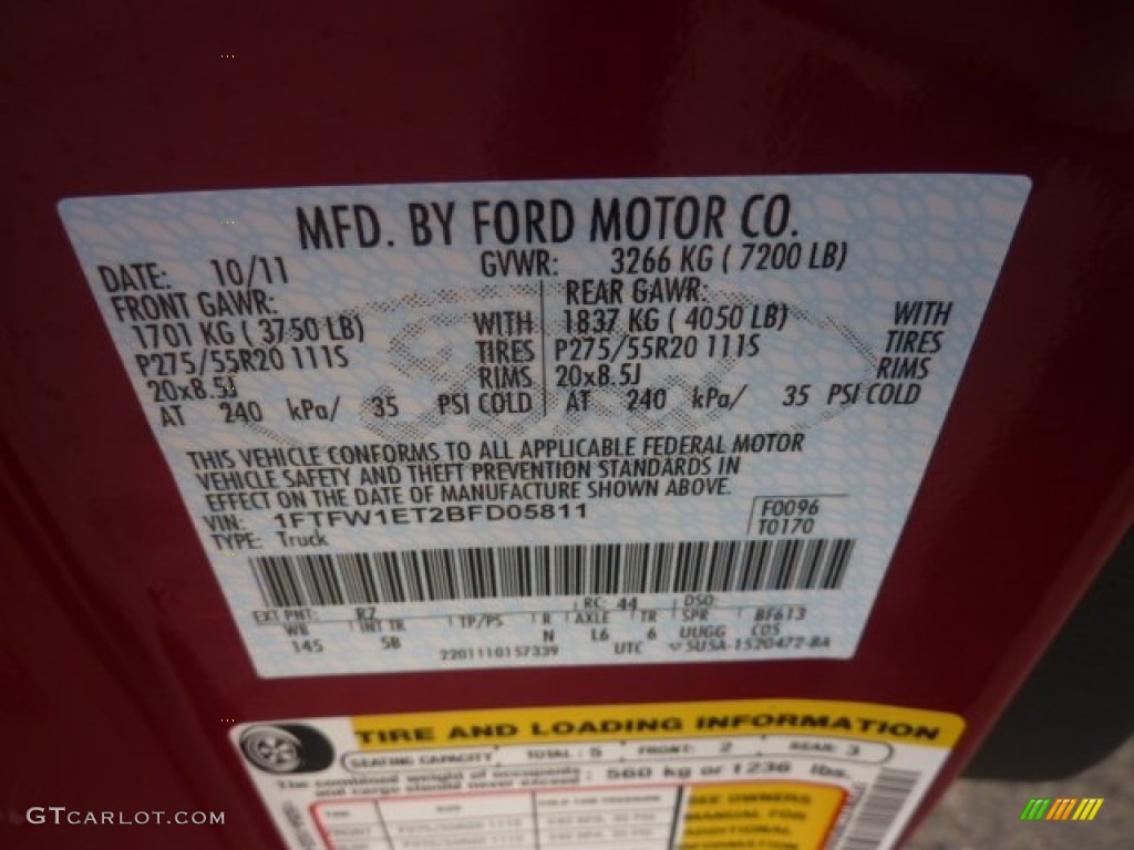2011 F150 Color Code RZ for Red Candy Metallic Photo #58478877