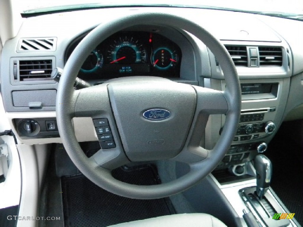 2012 Ford Fusion S Medium Light Stone Steering Wheel Photo #58484487