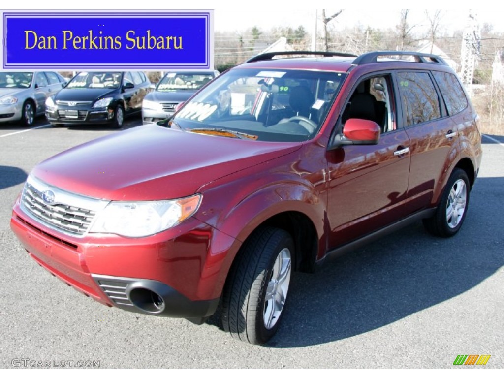 2009 Forester 2.5 X Limited - Camellia Red Pearl / Black photo #1