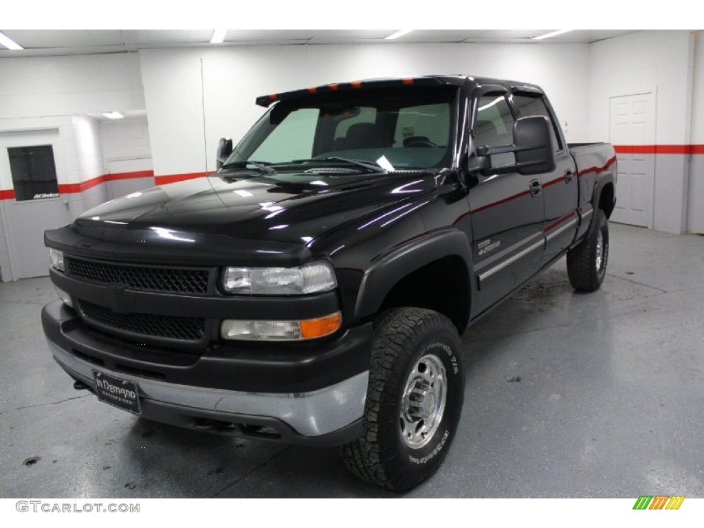 2002 Silverado 2500 LS Crew Cab 4x4 - Onyx Black / Medium Gray photo #10