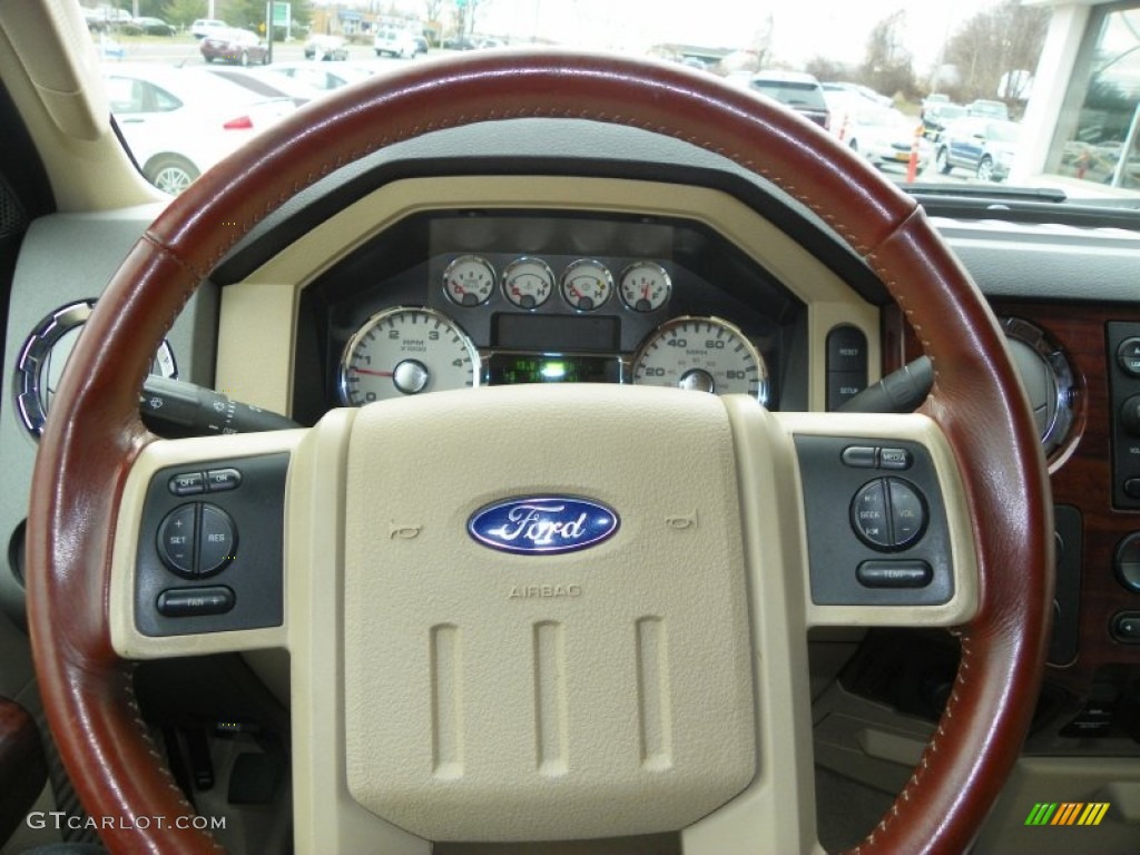 2008 Ford F250 Super Duty King Ranch Crew Cab 4x4 Camel/Chaparral Leather Steering Wheel Photo #58497397