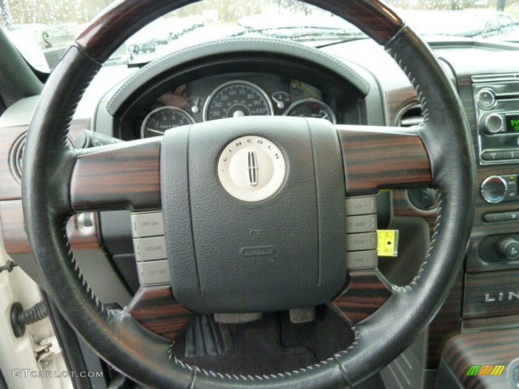 2008 Lincoln Mark LT SuperCrew 4x4 Dove Grey/Black Piping Steering Wheel Photo #58500379