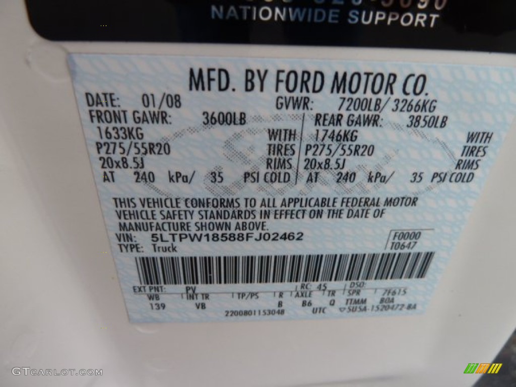 2008 Mark LT Color Code PV for White Chocolate Tri-Coat Photo #58500385