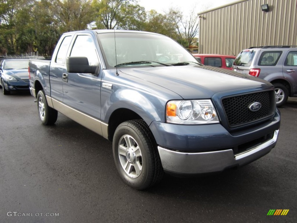 2005 F150 XLT SuperCab - Medium Wedgewood Blue Metallic / Tan photo #3