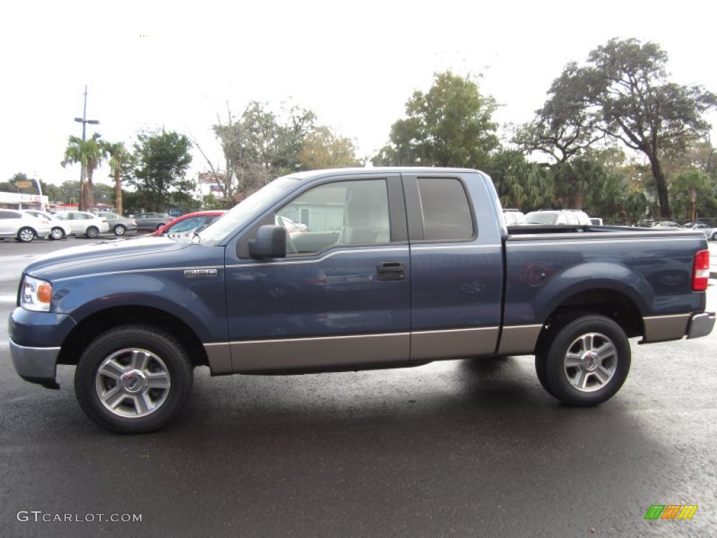 2005 F150 XLT SuperCab - Medium Wedgewood Blue Metallic / Tan photo #8