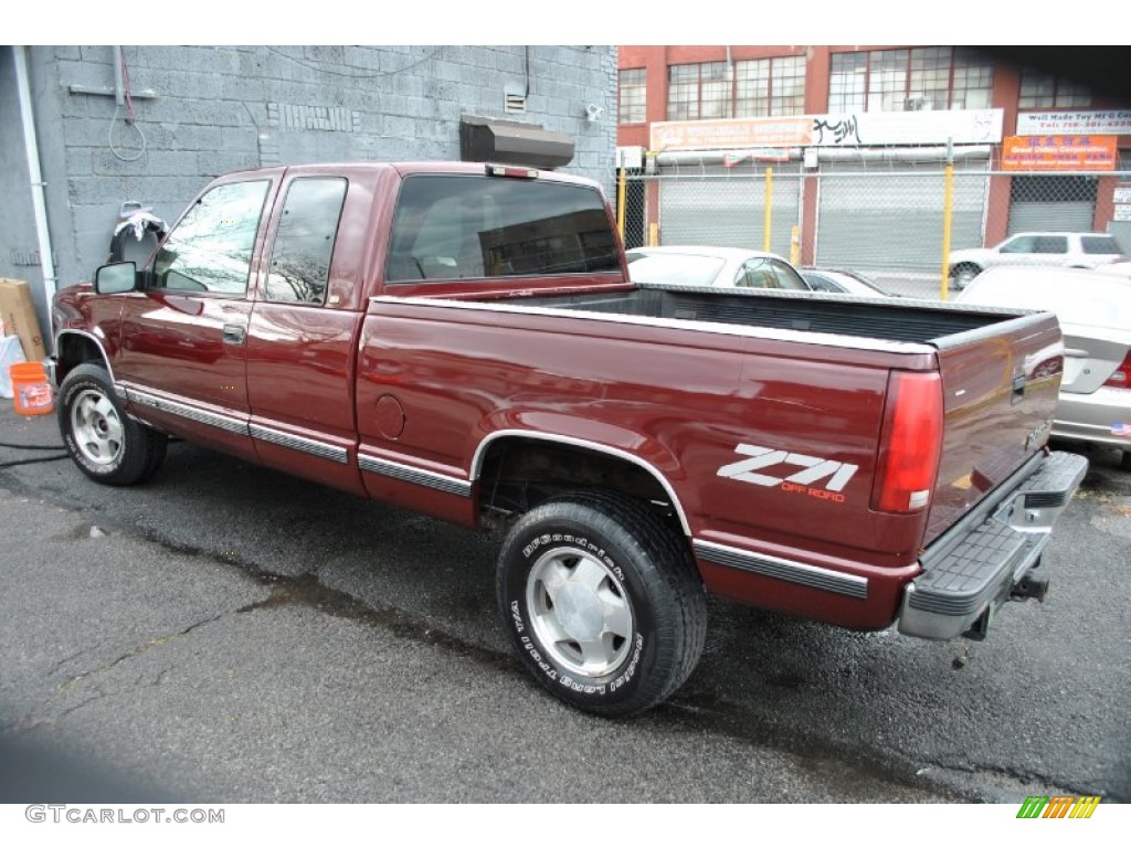 1998 C/K K1500 Extended Cab 4x4 - Dark Carmine Red Metallic / Neutral photo #3