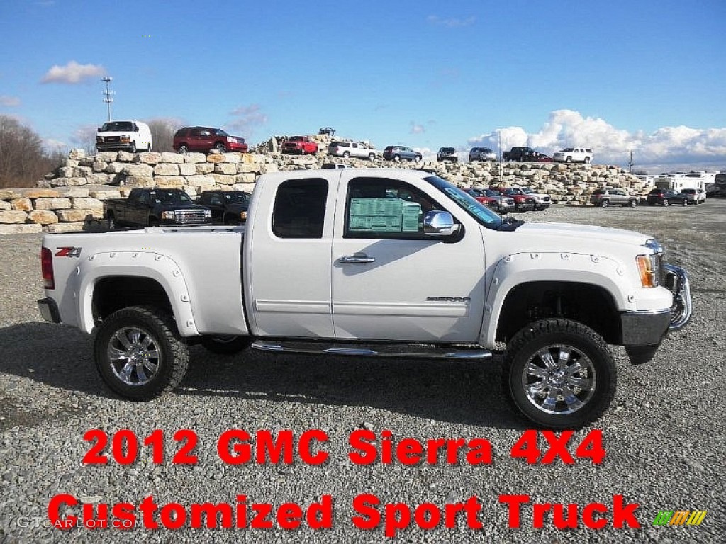 2012 Sierra 1500 SLE Extended Cab 4x4 - Summit White / Ebony photo #1