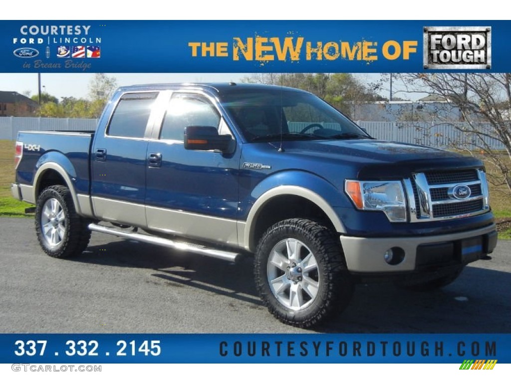 2010 F150 Lariat SuperCrew 4x4 - Dark Blue Pearl Metallic / Tan photo #1