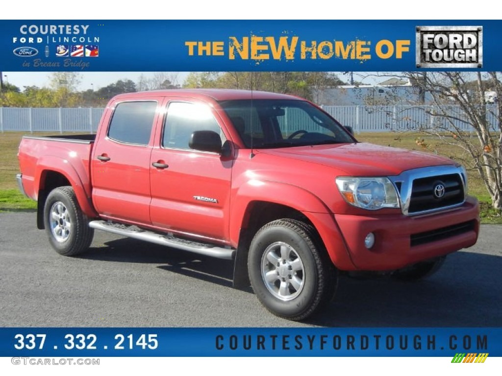 2007 Tacoma V6 SR5 PreRunner Double Cab - Radiant Red / Taupe photo #1