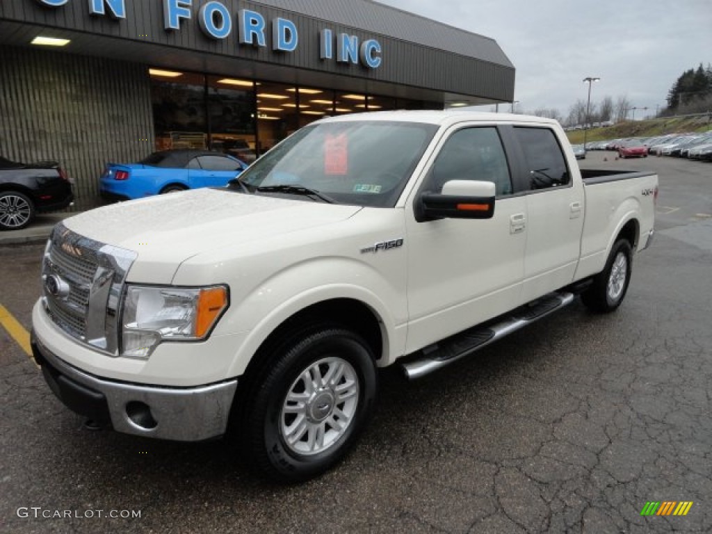 2009 F150 Lariat SuperCrew 4x4 - White Sand Tri Coat Metallic / Stone/Medium Stone photo #8