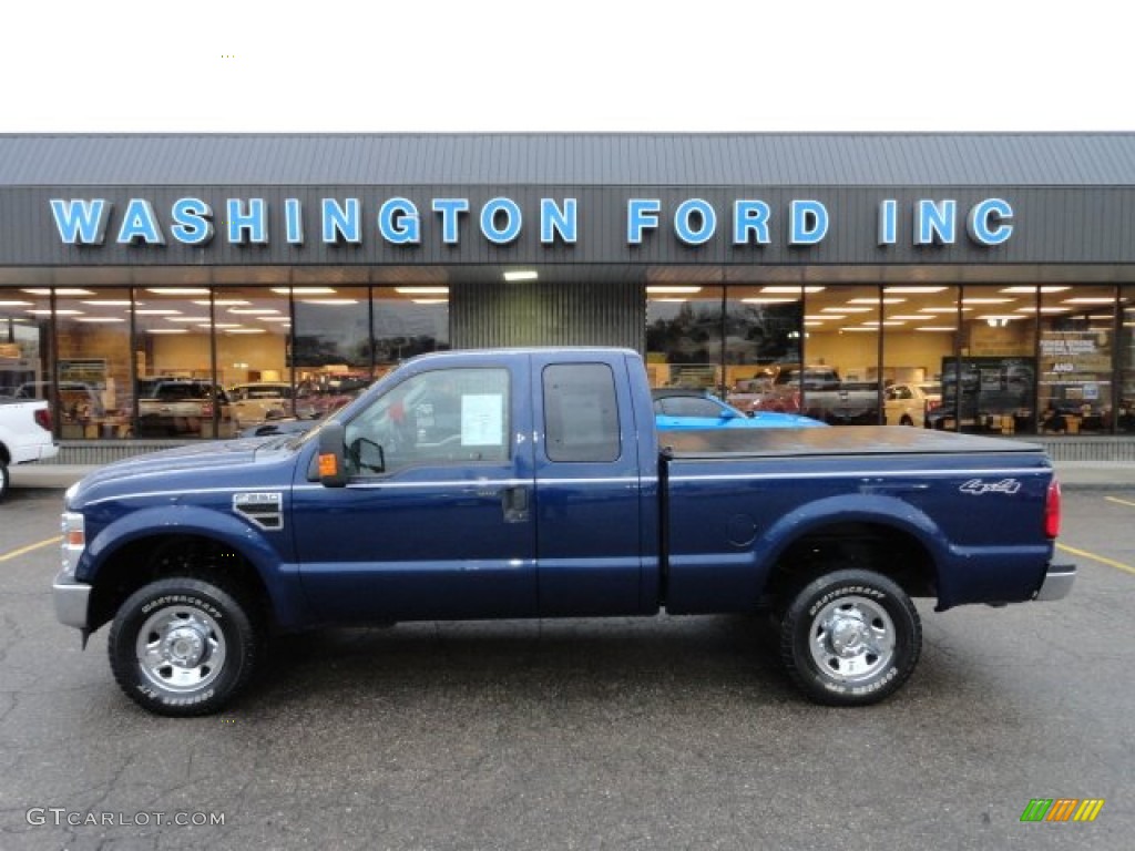 2008 F250 Super Duty XLT SuperCab 4x4 - Dark Blue Pearl Metallic / Medium Stone photo #1