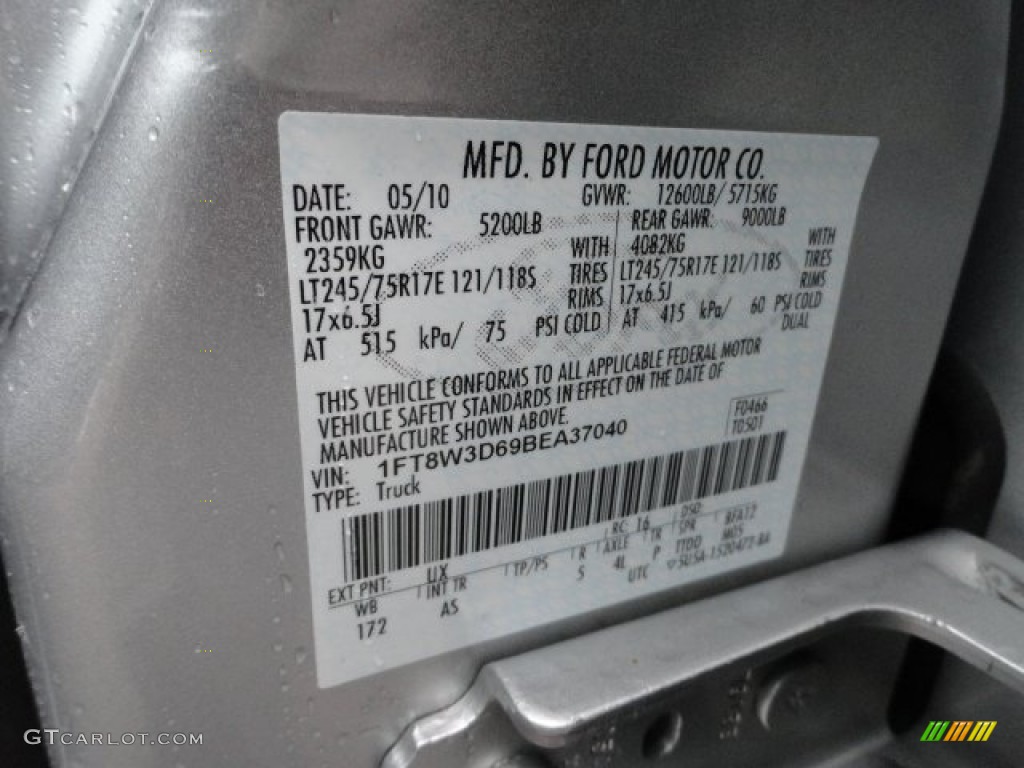 2011 Ford F350 Super Duty XL Crew Cab 4x4 Dually Color Code Photos