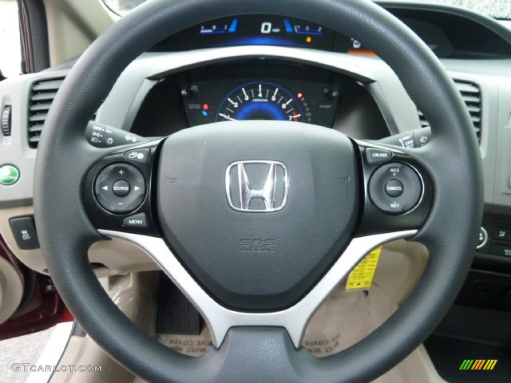 2012 Honda Civic LX Sedan Beige Steering Wheel Photo #58532798