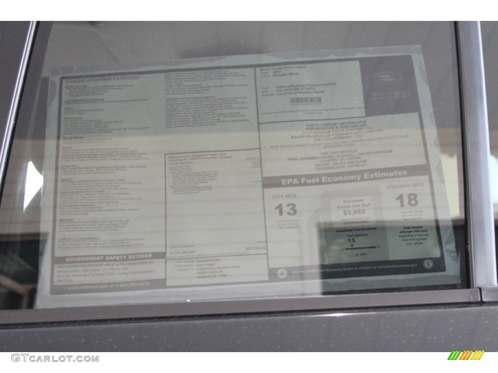 2012 Land Rover Range Rover Sport HSE LUX Window Sticker Photo #58533869