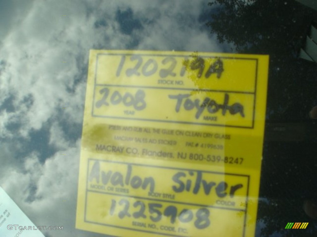 2008 Avalon Limited - Classic Silver Metallic / Ash Gray photo #23