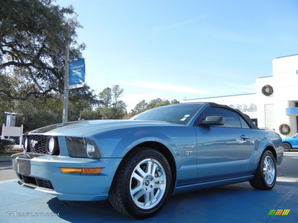 2007 Mustang GT Premium Convertible - Windveil Blue Metallic / Medium Parchment photo #1
