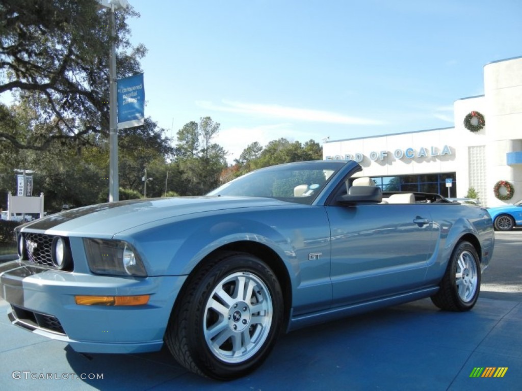 2007 Mustang GT Premium Convertible - Windveil Blue Metallic / Medium Parchment photo #9