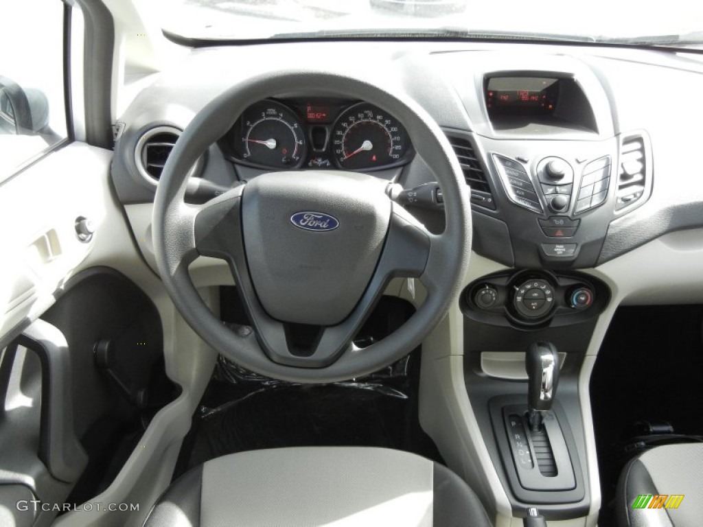2012 Ford Fiesta S Sedan Light Stone/Charcoal Black Dashboard Photo #58554592