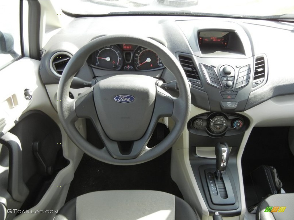 2012 Ford Fiesta S Sedan Light Stone/Charcoal Black Dashboard Photo #58554628