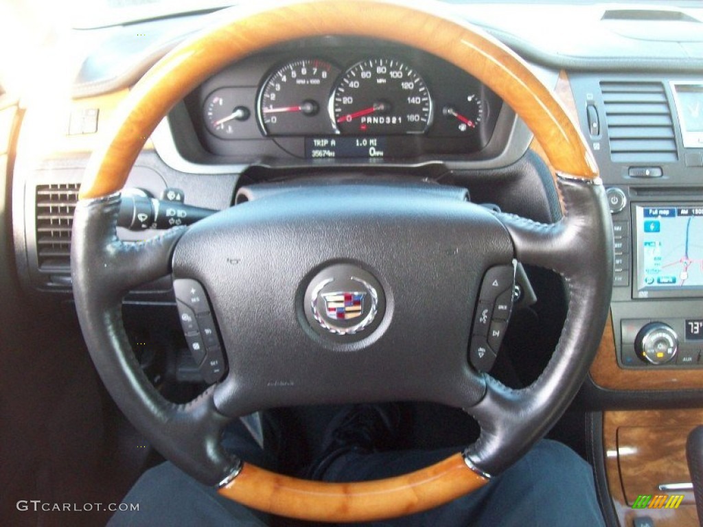 2009 Cadillac DTS Platinum Edition Ebony Steering Wheel Photo #58557894