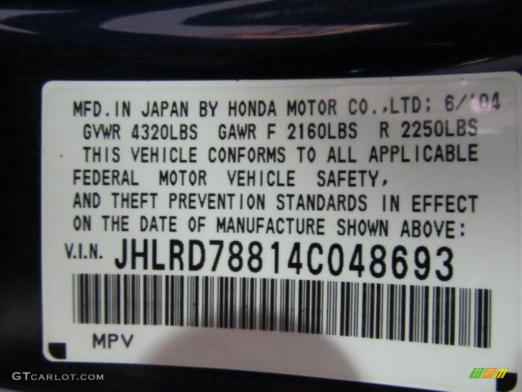 2004 CR-V EX 4WD - Eternal Blue Pearl / Black photo #14