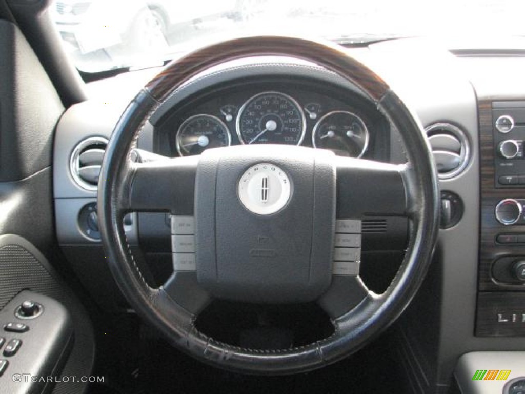 2008 Lincoln Mark LT SuperCrew 4x4 Black/Dove Grey Piping Steering Wheel Photo #58573017