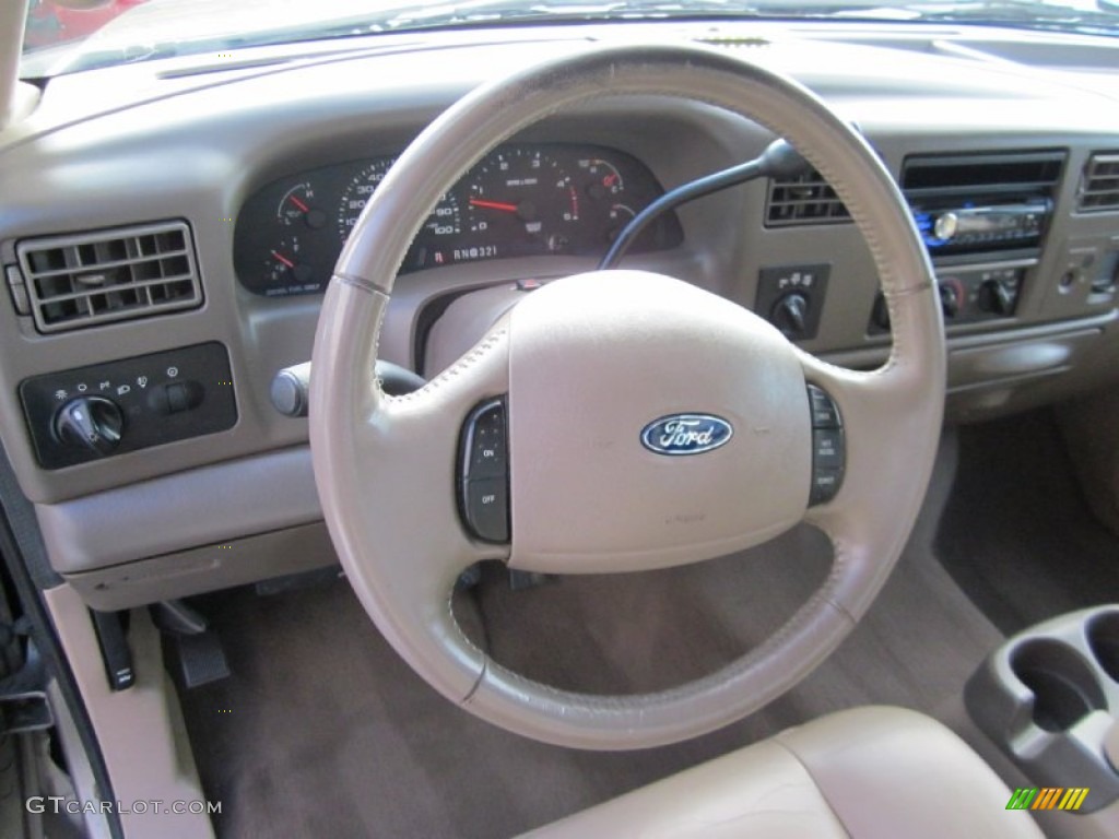 2003 Ford F350 Super Duty Lariat SuperCab 4x4 Medium Parchment Steering Wheel Photo #58577556