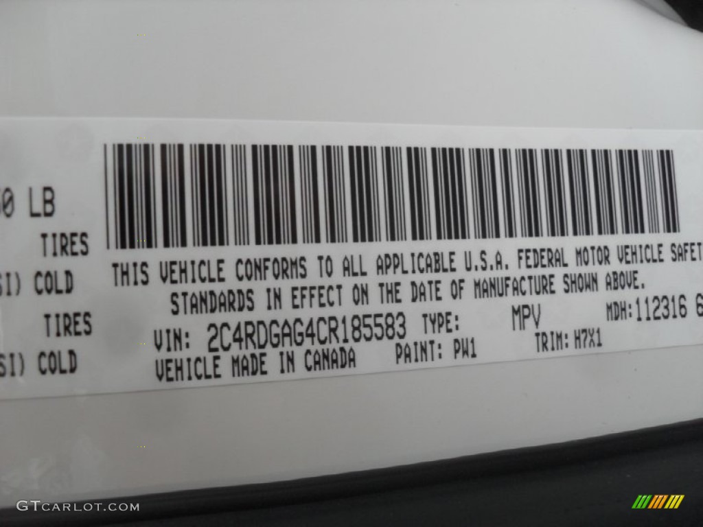 2012 Ram Van Color Code PW1 for Stone White Photo #58584210